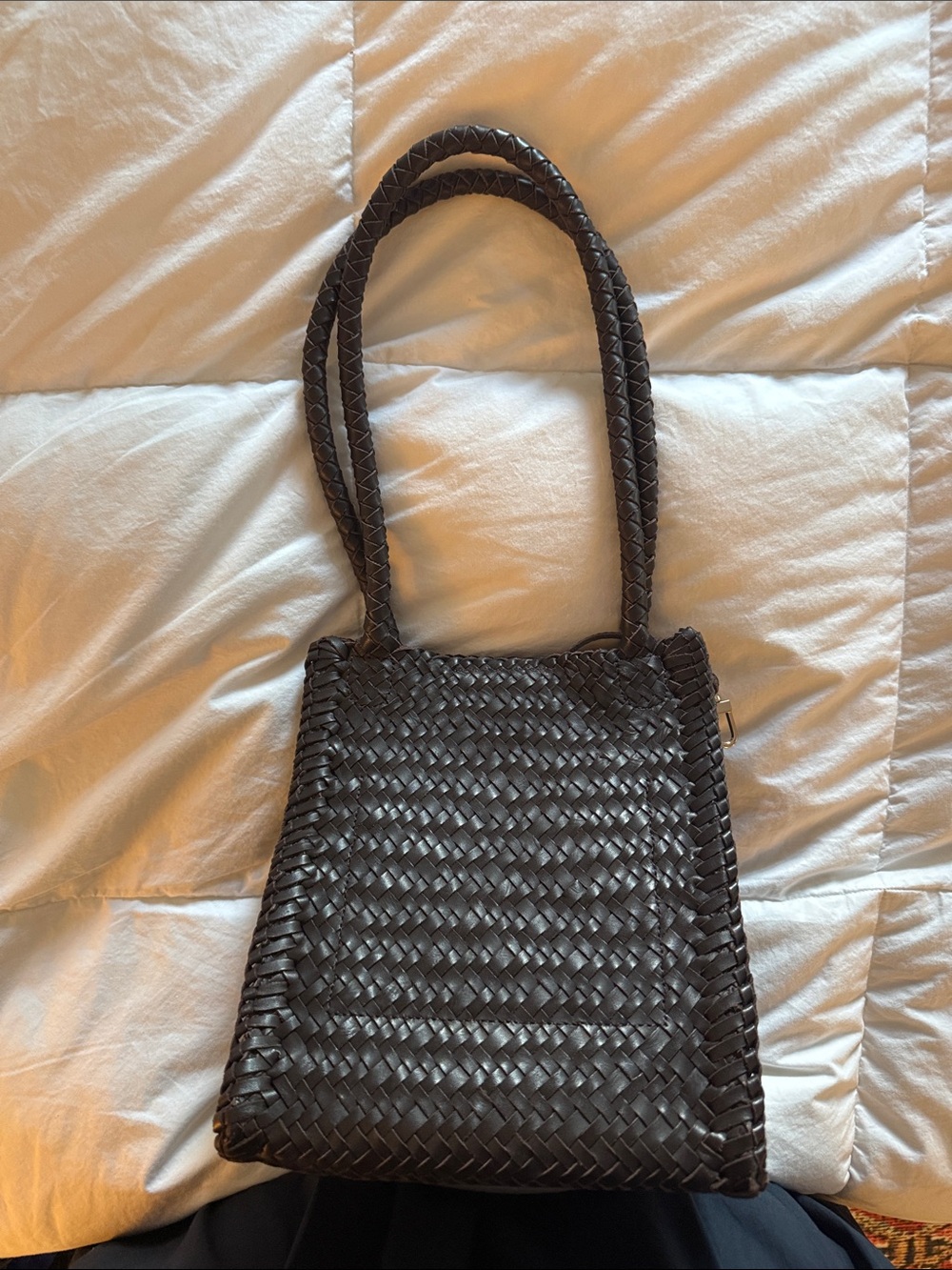 Madewell Lexington Small Tote - Dark Brown Woven Leather - Picture 3 of 4